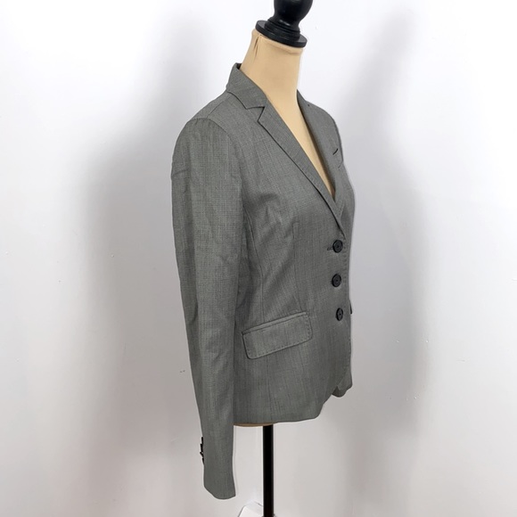 J Crew Grey Patterned  Fine Wool Cashmere Three Button Blazer Suit Jacket Size 6 - Picture 3 of 10